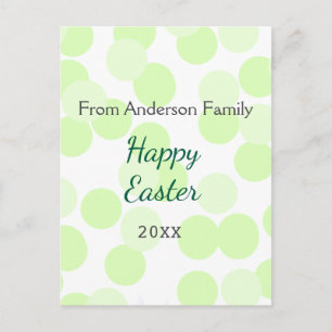 Frohe Ostern graue grüne Tupfen Familienname Postkarte