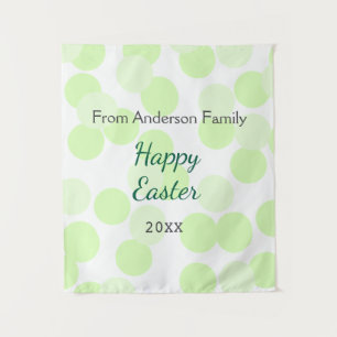 Frohe Ostern graue grüne Tupfen Familienname Wandteppich
