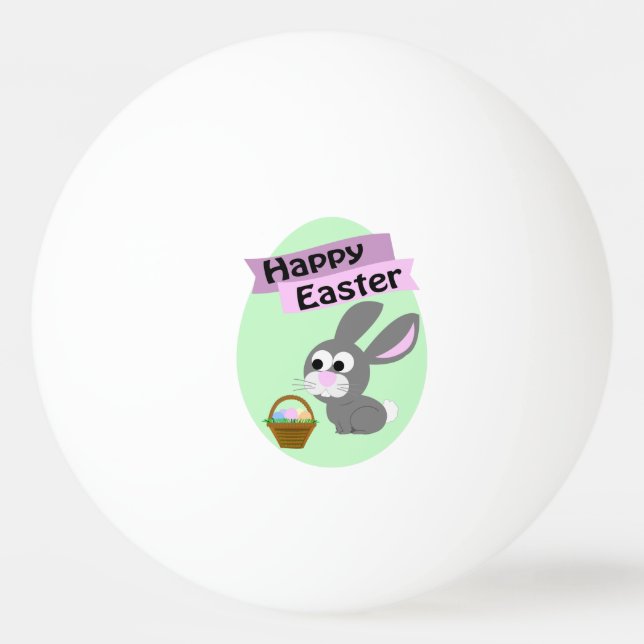 Frohe Ostern! Gray Bunny Tischtennisball (Vorderseite)