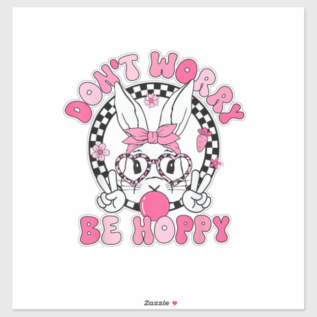 Frohe Ostern Groovy Bunny Gesicht Keine Sorge Sei  Aufkleber (Blatt)