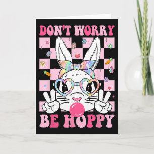 Frohe Ostern Groovy Bunny Gesicht Keine Sorge Sei Karte
