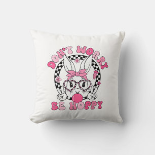 Frohe Ostern Groovy Bunny Gesicht Keine Sorge Sei Kissen