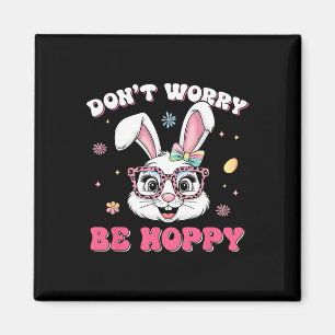 Frohe Ostern Groovy Bunny Gesicht Keine Sorge Sei  Magnet