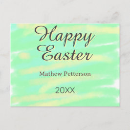 Frohe Ostern grün gelb pastell grau name jahr  Feiertagspostkarte