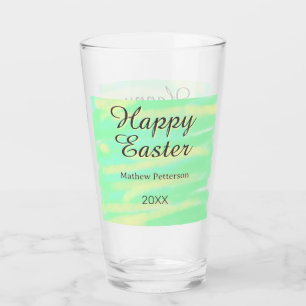Frohe Ostern grün gelb pastell grau name jahr Glas