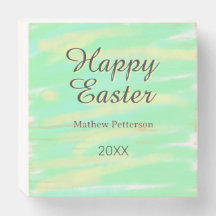 Frohe Ostern grün gelb pastell grau name jahr