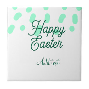 Frohe Ostern grüne Eier Pastell Name Datum einfach Fliese