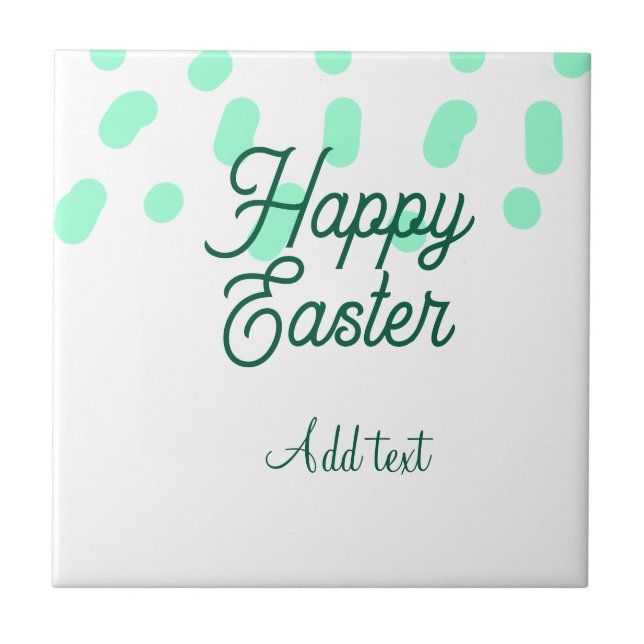 Frohe Ostern grüne Eier Pastell Name Datum einfach Fliese (Vorderseite)
