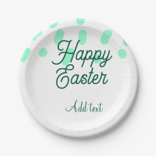 Frohe Ostern grüne Eier Pastell Name Datum einfach Pappteller