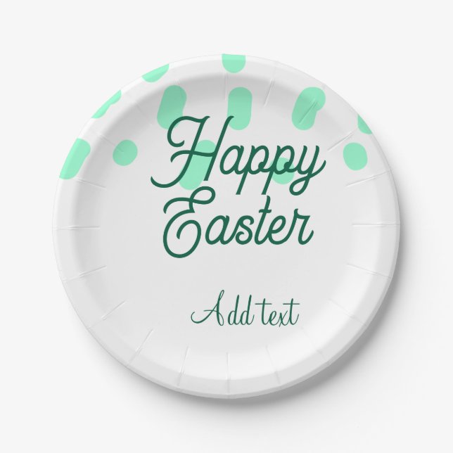 Frohe Ostern grüne Eier Pastell Name Datum einfach Pappteller (Vorderseite)