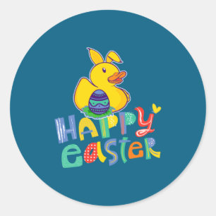Frohe Ostern Gummiente Hasenohren Ostereier Cu Runder Aufkleber