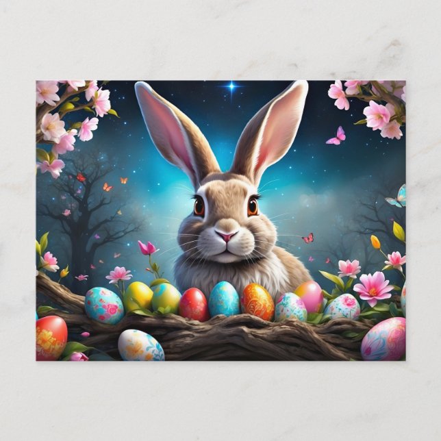 Frohe Ostern Häschen Feiertagspostkarte (Vorderseite)
