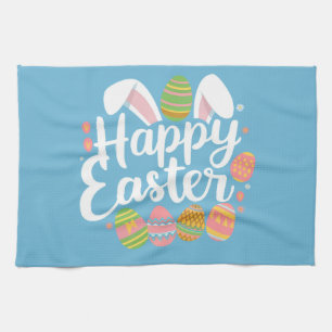Frohe Ostern Hase Kaninchen Ei Feiertag  Geschirrtuch
