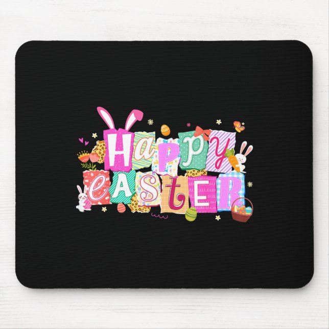 Frohe Ostern Hasen Ei für Kinder Junge Mädchen Fra Mousepad (Vorne)