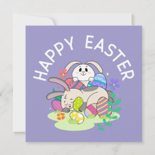 Frohe Ostern – Hasen & Eier Grußkarte Feiertagskarte