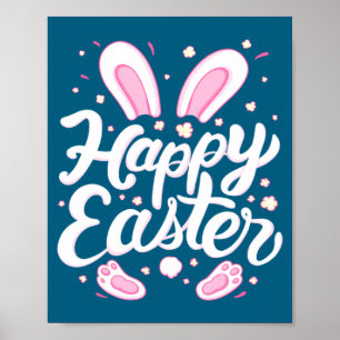 Frohe Ostern Hasen Kaninchen Frühling Grafik Für F Poster