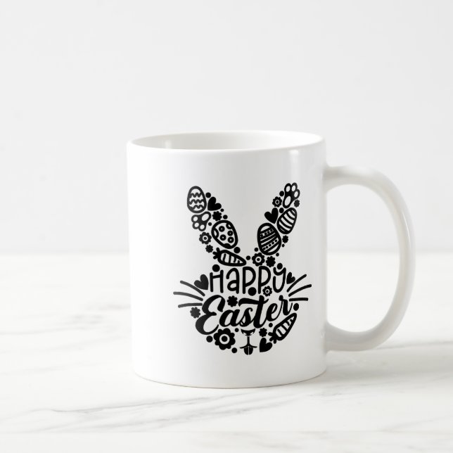 Frohe Ostern, Hasengesicht Männer Frauen Kinder Sü Kaffeetasse (Rechts)