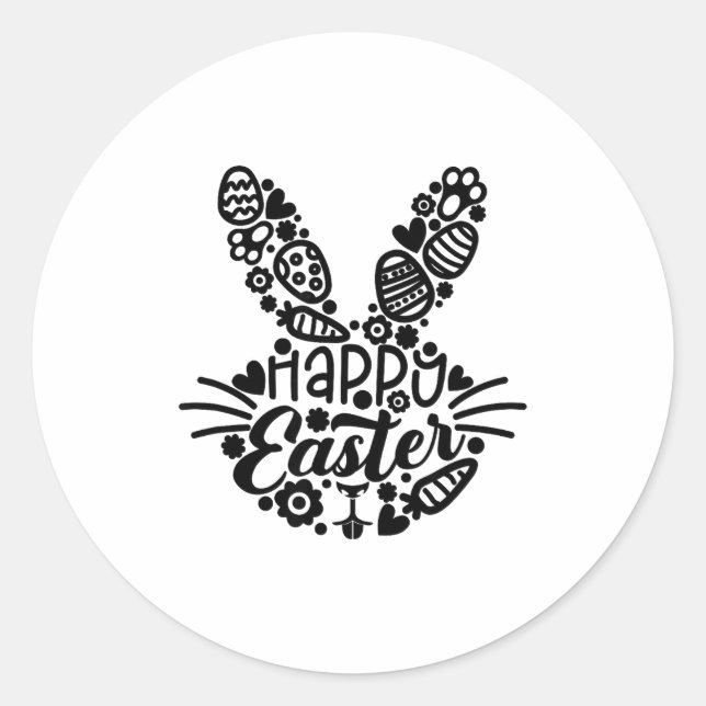 Frohe Ostern, Hasengesicht Männer Frauen Kinder Sü Runder Aufkleber (Vorderseite)