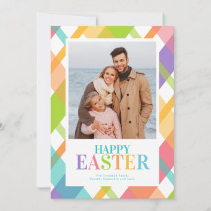 Frohe Ostern Helles Karo-Fotokarte Feiertagskarte