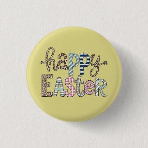 Frohe Ostern Hübsche Florale Hasen Frühling Leopar Button