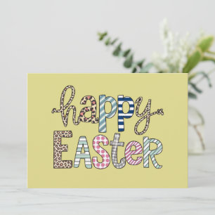 Frohe Ostern Hübsche Florale Hasen Frühling Leopar Feiertagskarte