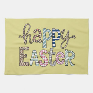 Frohe Ostern Hübsche Florale Hasen Frühling Leopar Geschirrtuch