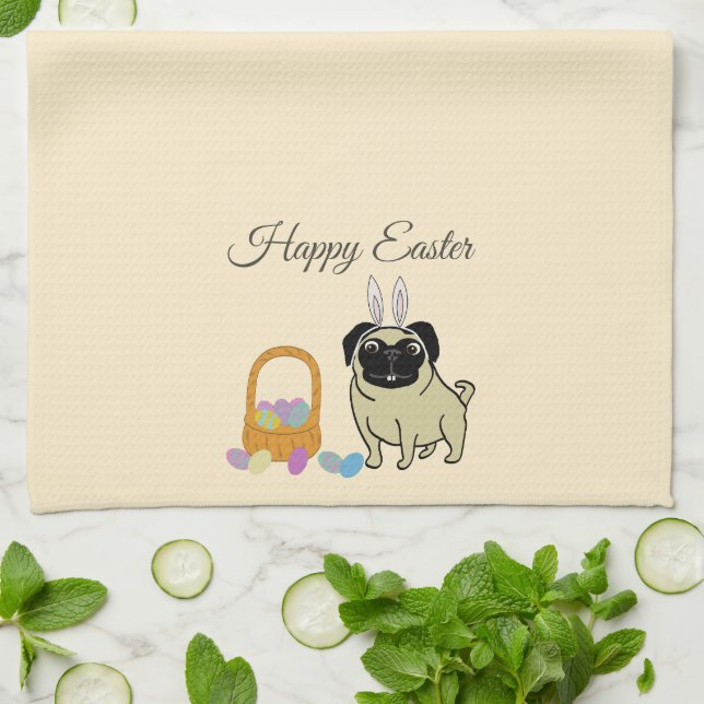 Frohe Ostern, Hund Geschirrtuch (Gefaltet)