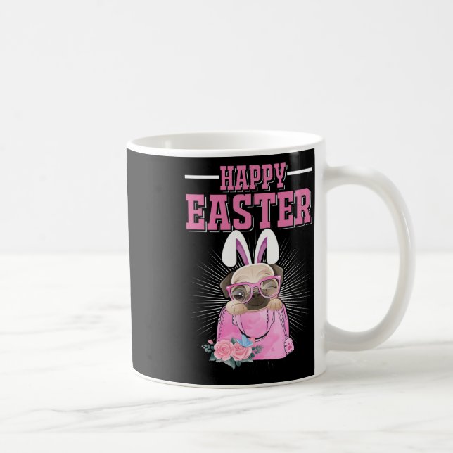 Frohe Ostern Hund Lustiger Pug Hase _1  Kaffeetasse (Rechts)