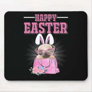 Frohe Ostern Hund Lustiger Pug Hase _1  Mousepad