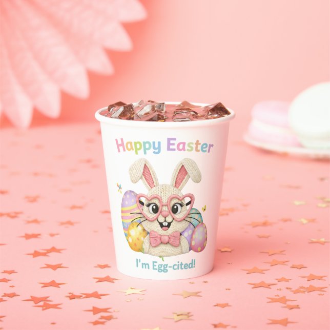 Frohe Ostern Ich bin Egg-cited Hase  Pappbecher (Insitu)