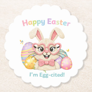 Frohe Ostern Ich bin Ei-gespannt Hase Untersetzer