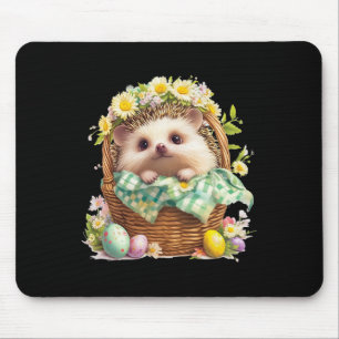 Frohe Ostern - Igel sitzt in einem Korb Mousepad