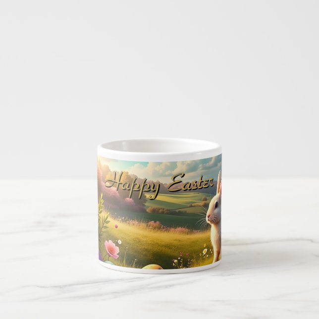 Frohe Ostern in einer Frühlingslandschaft Espressotasse (Vorderseite)