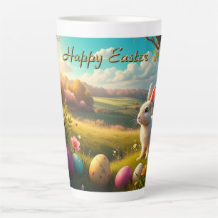 Frohe Ostern in einer Frühlingslandschaft Milchtasse