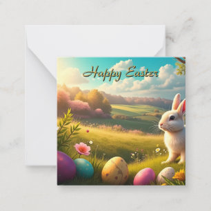 Frohe Ostern in einer Frühlingslandschaft Mitteilungskarte