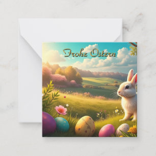 Frohe Ostern in einer Frühlingslandschaft Mitteilungskarte