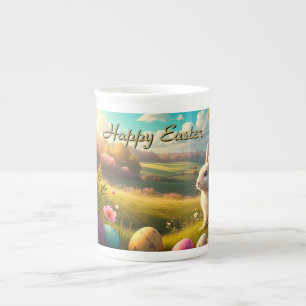 Frohe Ostern in einer Frühlingslandschaft Prozellantasse
