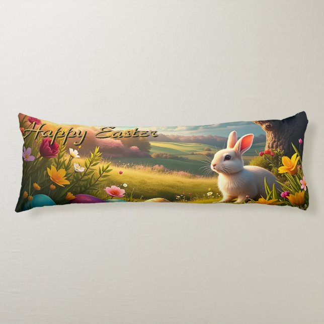 Frohe Ostern in einer Frühlingslandschaft Seitenschläferkissen (Vorderseite)