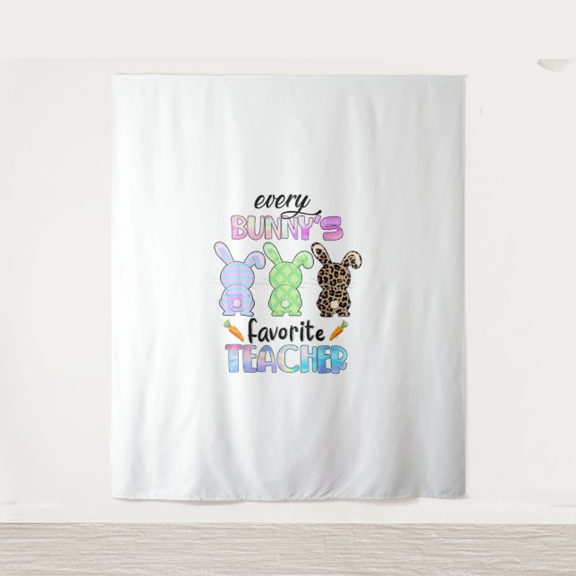 Frohe Ostern Jeder Bunny ist Lieblings-Lehrer Rabb Wandteppich (Vorderseite)