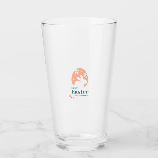 Frohe Ostern – Kaninchen & Ei Florales Design Glas (Vorderseite)