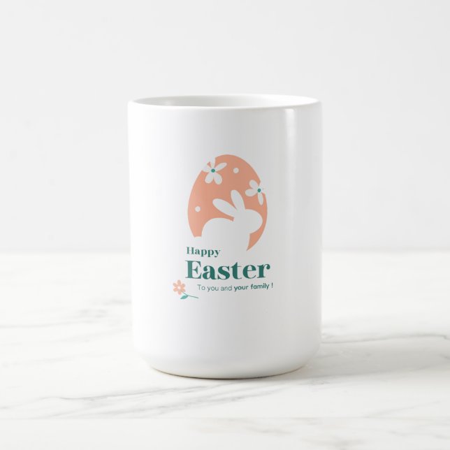 Frohe Ostern – Kaninchen & Ei Florales Design Kaffeetasse (Mittel)
