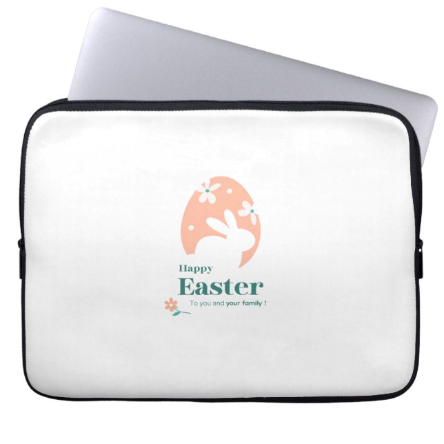 Frohe Ostern – Kaninchen & Ei Florales Design Laptopschutzhülle (Vorderseite)