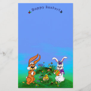 Frohe Ostern! Kaninchen mit Bunny und Chick Briefpapier