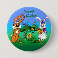 Frohe Ostern! Kaninchen mit Bunny und Chick