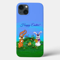 Frohe Ostern! Kaninchen mit Bunny und Chick