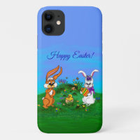 Frohe Ostern! Kaninchen mit Bunny und Chick