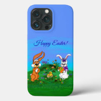 Frohe Ostern! Kaninchen mit Bunny und Chick