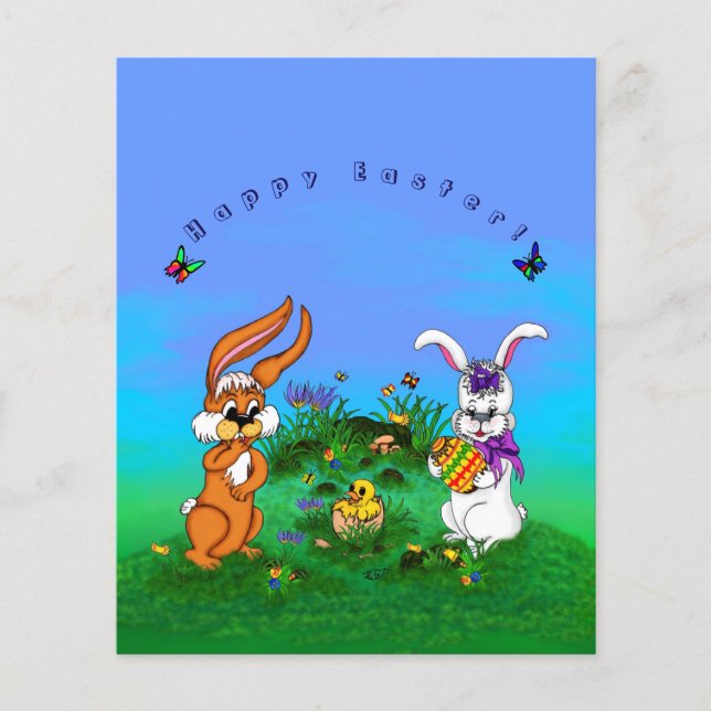 Frohe Ostern! Kaninchen mit Bunny und Chick Flyer (Vorne)