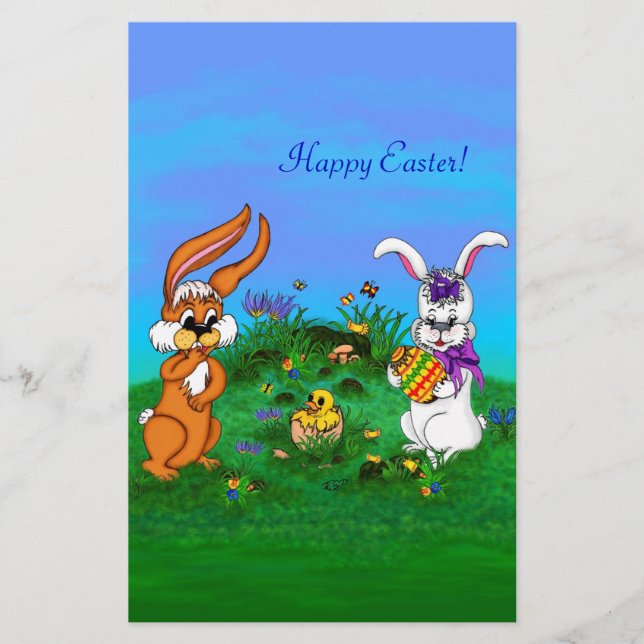 Frohe Ostern! Kaninchen mit Bunny und Chick Flyer (Vorne)
