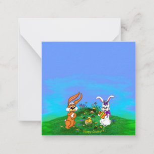 Frohe Ostern! Kaninchen mit Bunny und Chick Mitteilungskarte